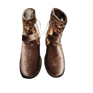 𝅺Justice‎ brown Velvet sequin boots